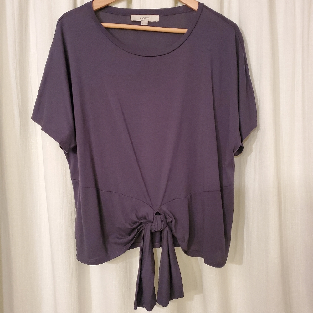 LOFT Tie Front Short Sleeve Tee XL